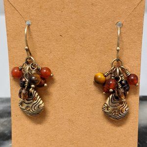 Gold Drop Earrings with Bead Cluster